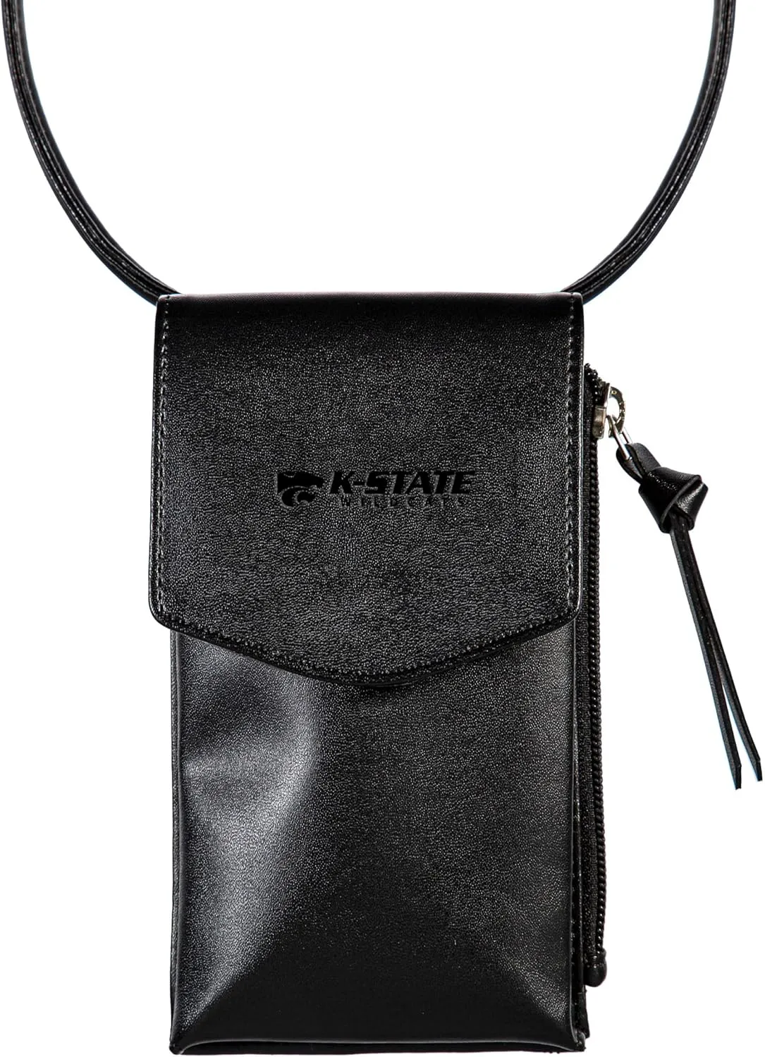 NCAA Kansas State University Cross Body Black Wallet with Strap, Officially Licensed Team Logo, Leather Crossbody Bags for Women Cell Phone Bag Wallet Purses