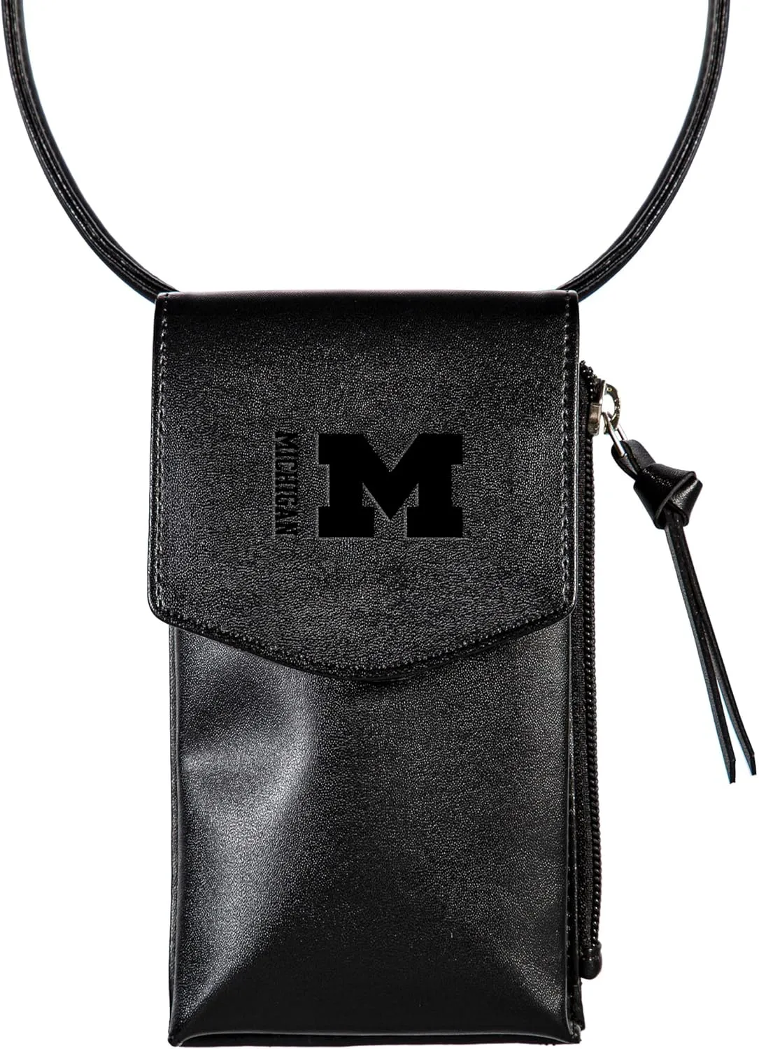 NCAA University Of Michigan Cross Body Black Wallet with Strap, Officially Licensed Team Logo, Leather Crossbody Bags for Women Cell Phone Bag Wallet Purses