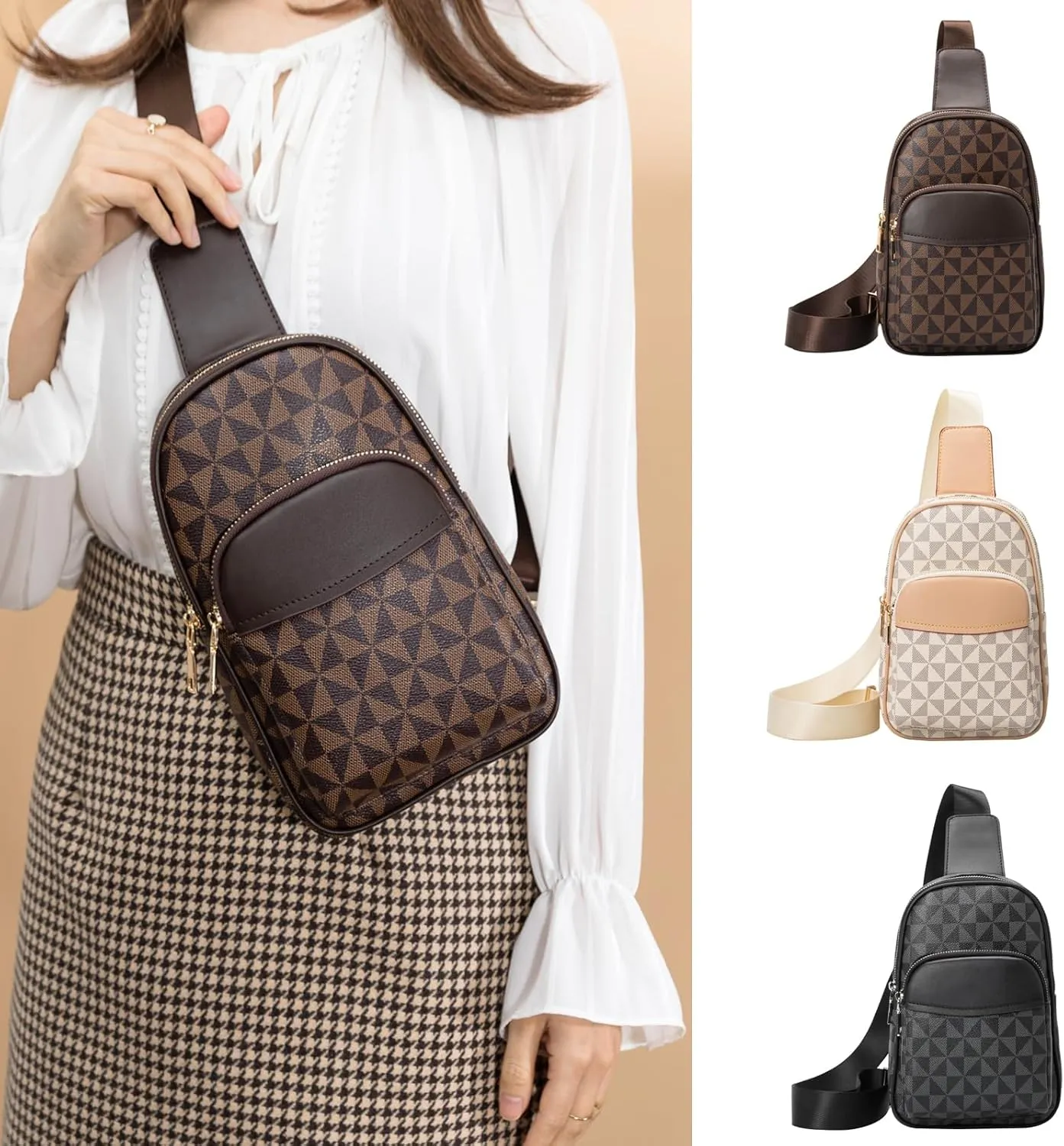 NEICOA Small Sling Bag for Women Vegan Leather Fanny Pack Everyday Chest Bag Crossbody Purse for Travel