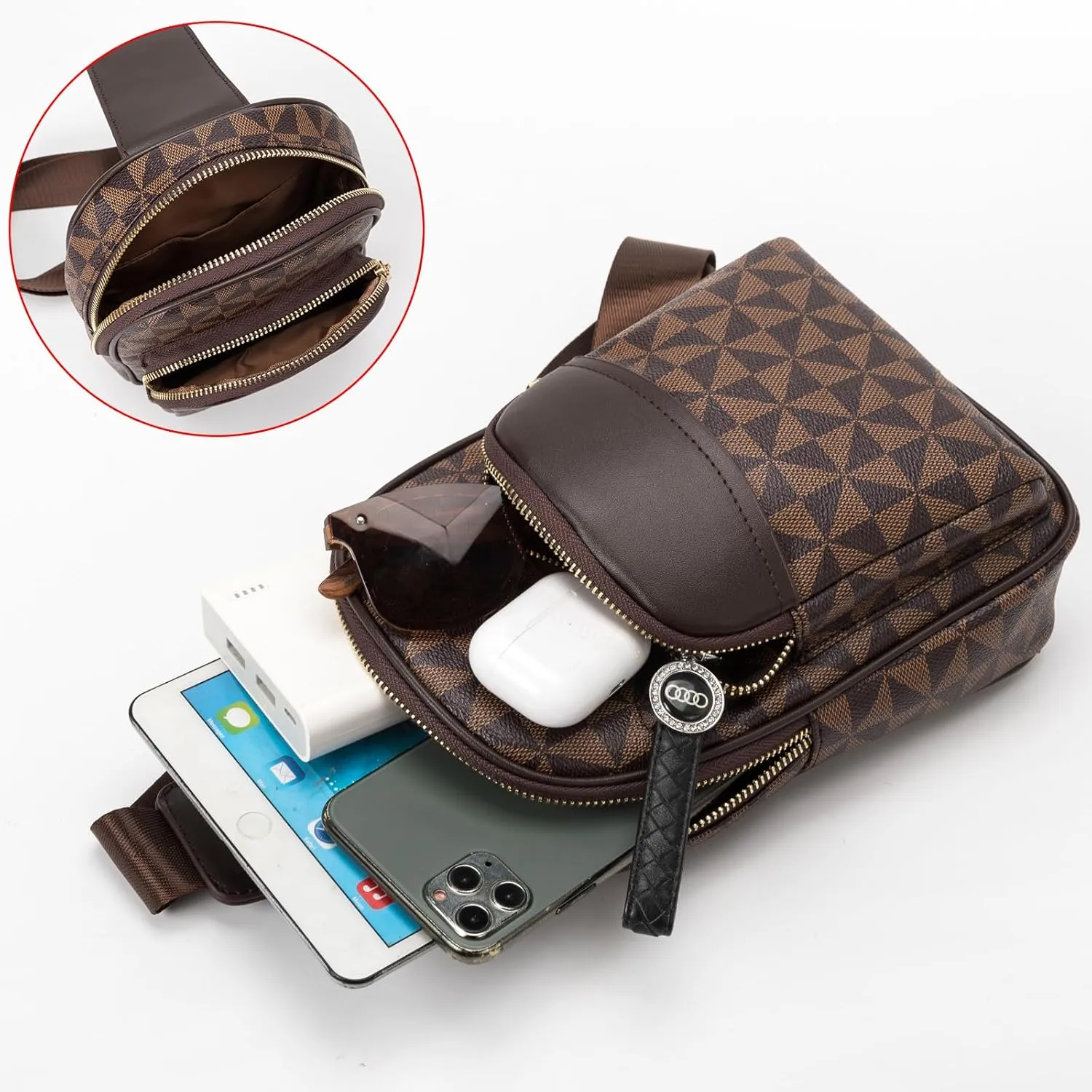 NEICOA Small Sling Bag for Women Vegan Leather Fanny Pack Everyday Chest Bag Crossbody Purse for Travel