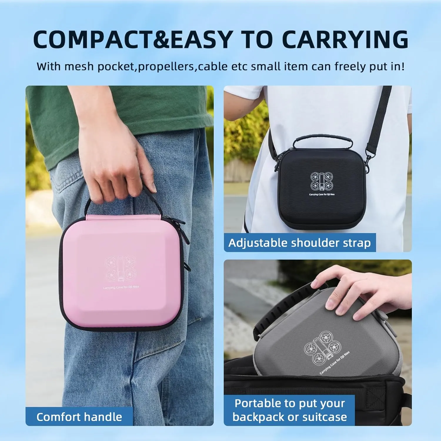 Neo Carrying Case, Small Shoulder Bag for DJI Neo Drone, Portable PU Bag for DJI Neo Drone and Batteries Accessories(Grey)