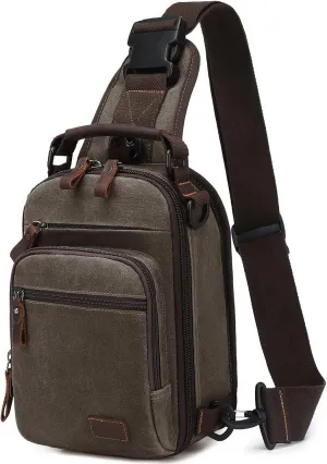Nerlion Sling Bag for Men Waxed Canvas Crossbody Bag Chest Bag Water Resistant Shoulder Bag Casual Daypack
