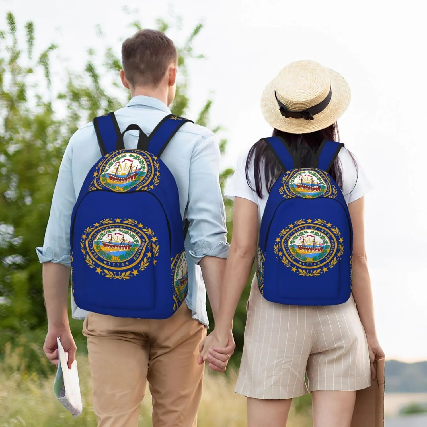 New Hampshire state flag print Hiking Backpack Casual Daypack Outdoor Travel Backpacks Bookbag for Men Women Adult