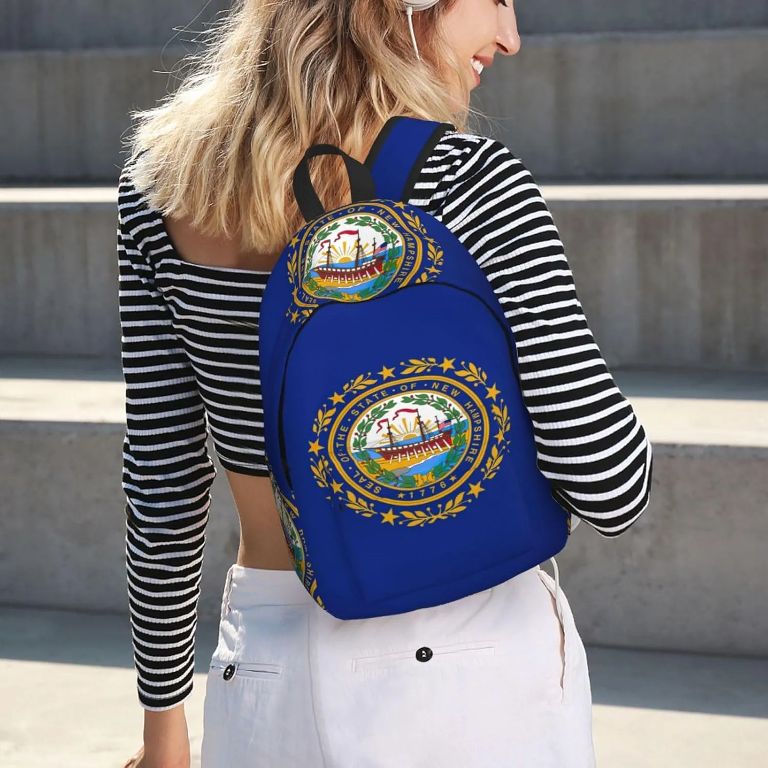 New Hampshire state flag print Hiking Backpack Casual Daypack Outdoor Travel Backpacks Bookbag for Men Women Adult
