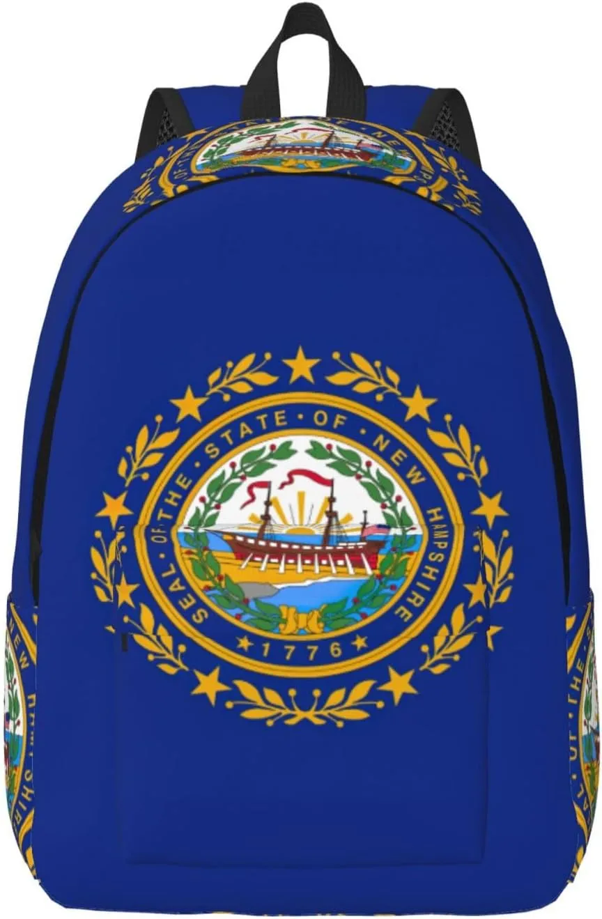 New Hampshire state flag print Hiking Backpack Casual Daypack Outdoor Travel Backpacks Bookbag for Men Women Adult