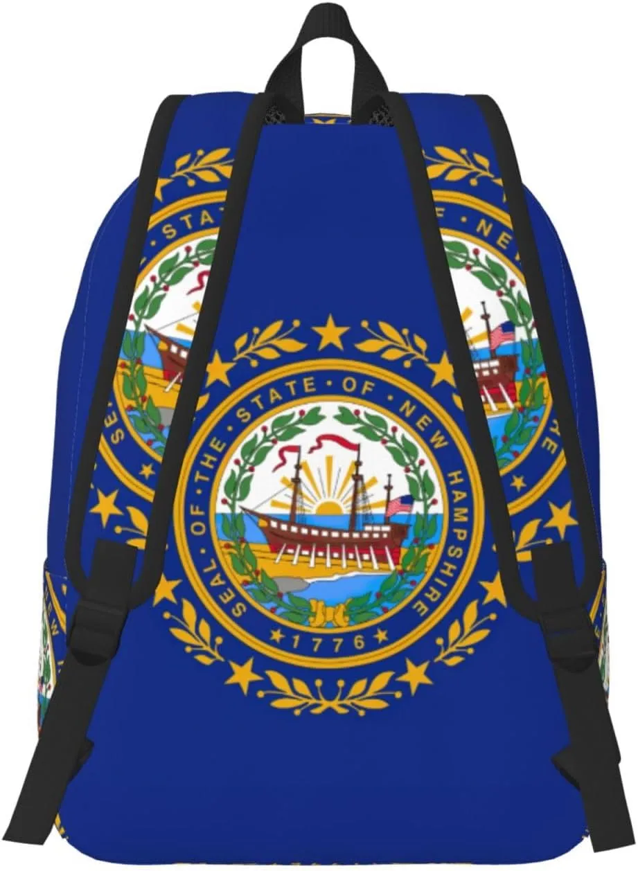 New Hampshire state flag print Hiking Backpack Casual Daypack Outdoor Travel Backpacks Bookbag for Men Women Adult