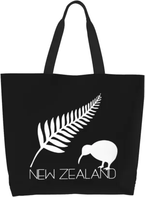 New Zealand Fern Canvas Tote Bags for Women, Ladies Shoulder Handbags Large Purse Lightweight Foldable Reusable Shopping Bag with Pockets for Work, Travel, 15.7x19.7in