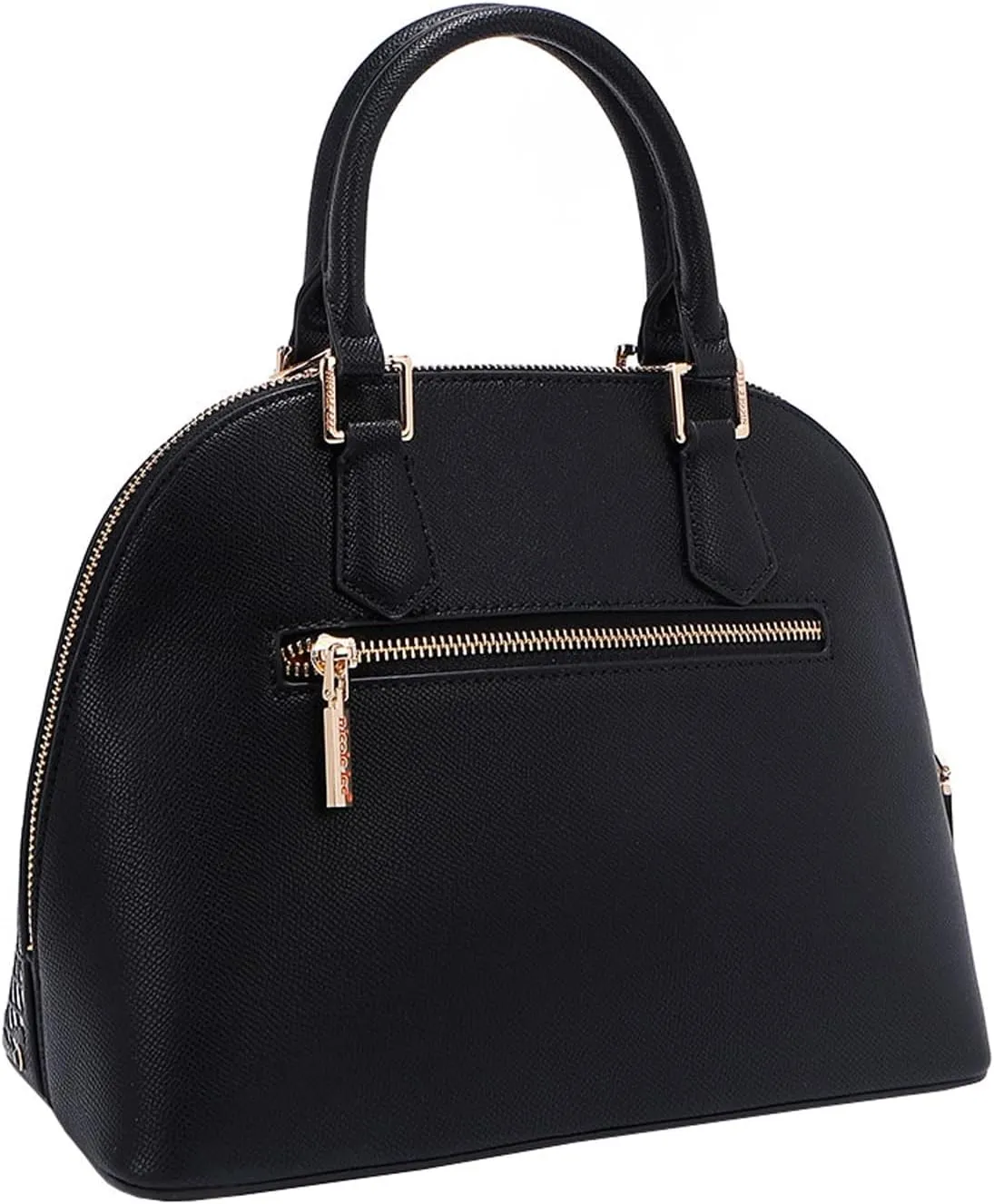 Nicole Lee Dome Satchel, Vegan Leather, Laser-cut Floral Pattern