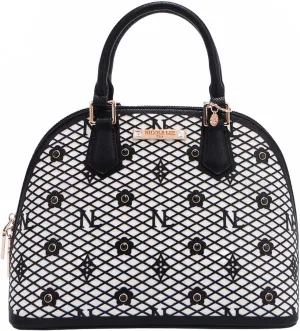 Nicole Lee Dome Satchel, Vegan Leather, Laser-cut Floral Pattern