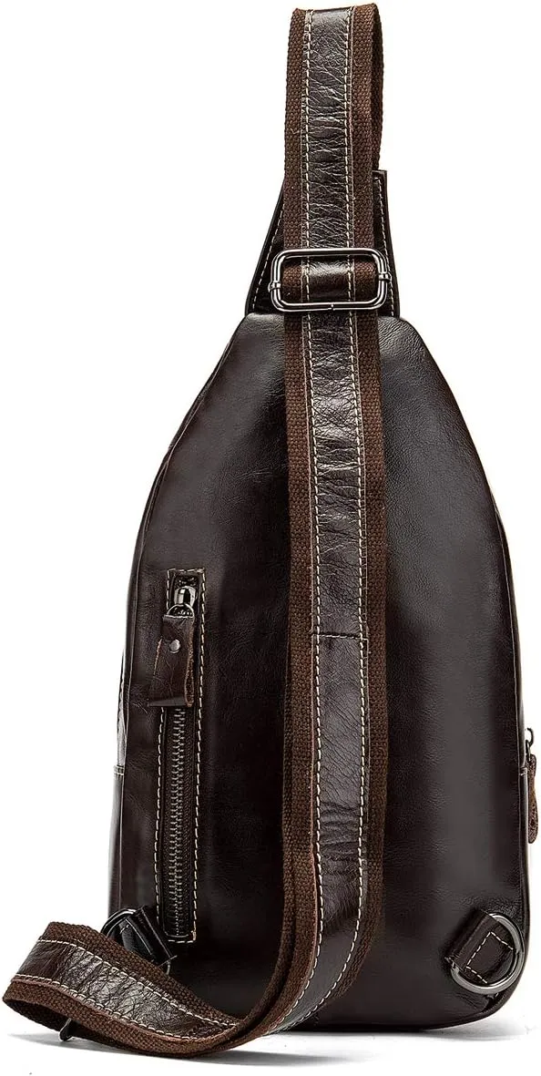 NIUCUNZH Handmade Genuine Leather Crossbody Sling Bag Crocodile Embossing Chest Bag Waterproof Shoulder Bag