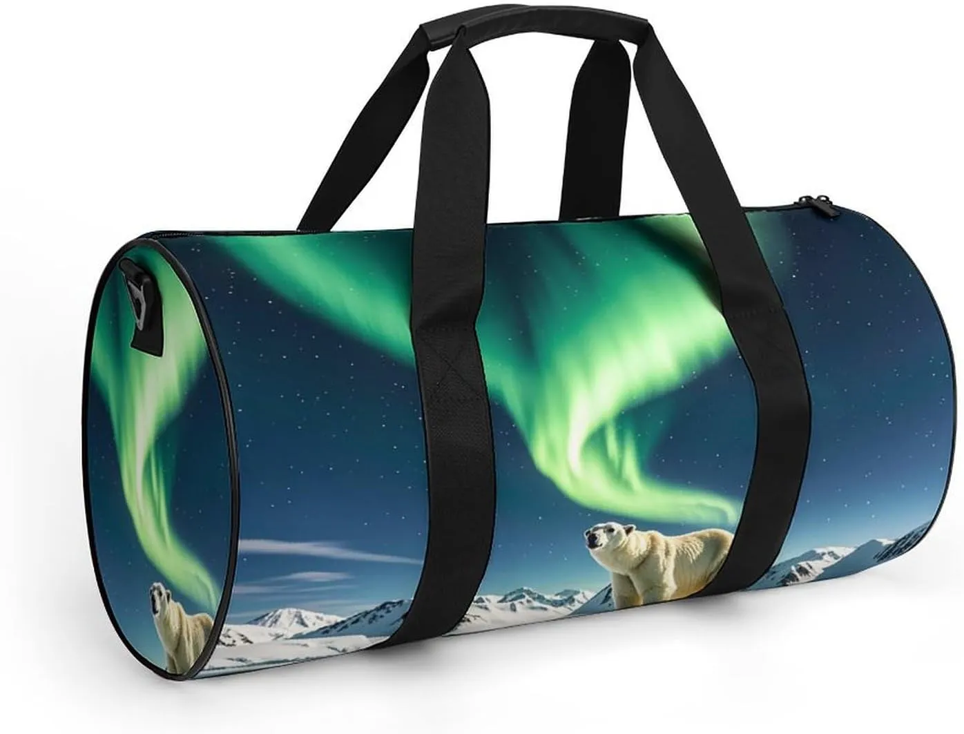Northern Lights Polar Bear Gym Bag Small Travel Duffle Bag with Compartment Carry On Weekender Bag for Women Men