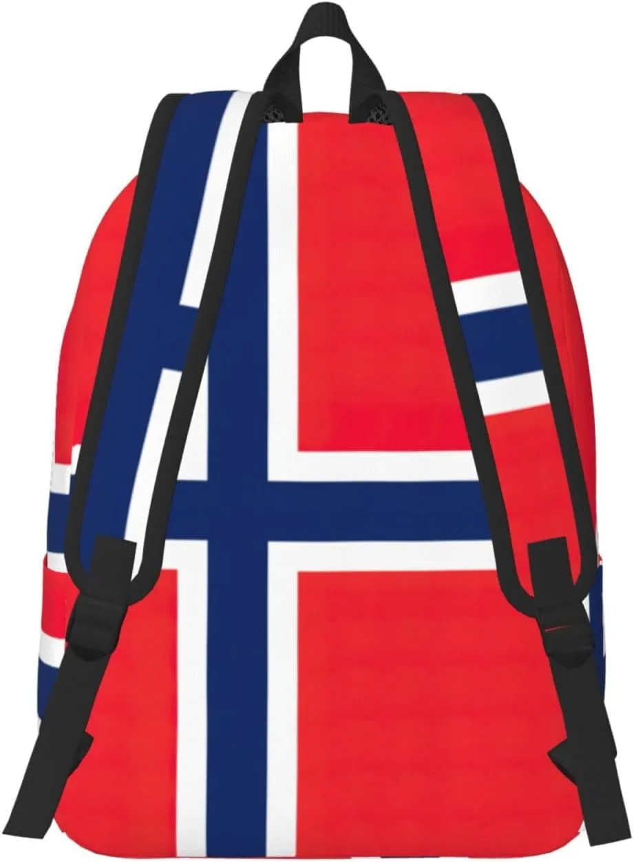 Norwegian flag print Large Laptop Backpack for Women, Work Business Backpacks College Bookbag for School