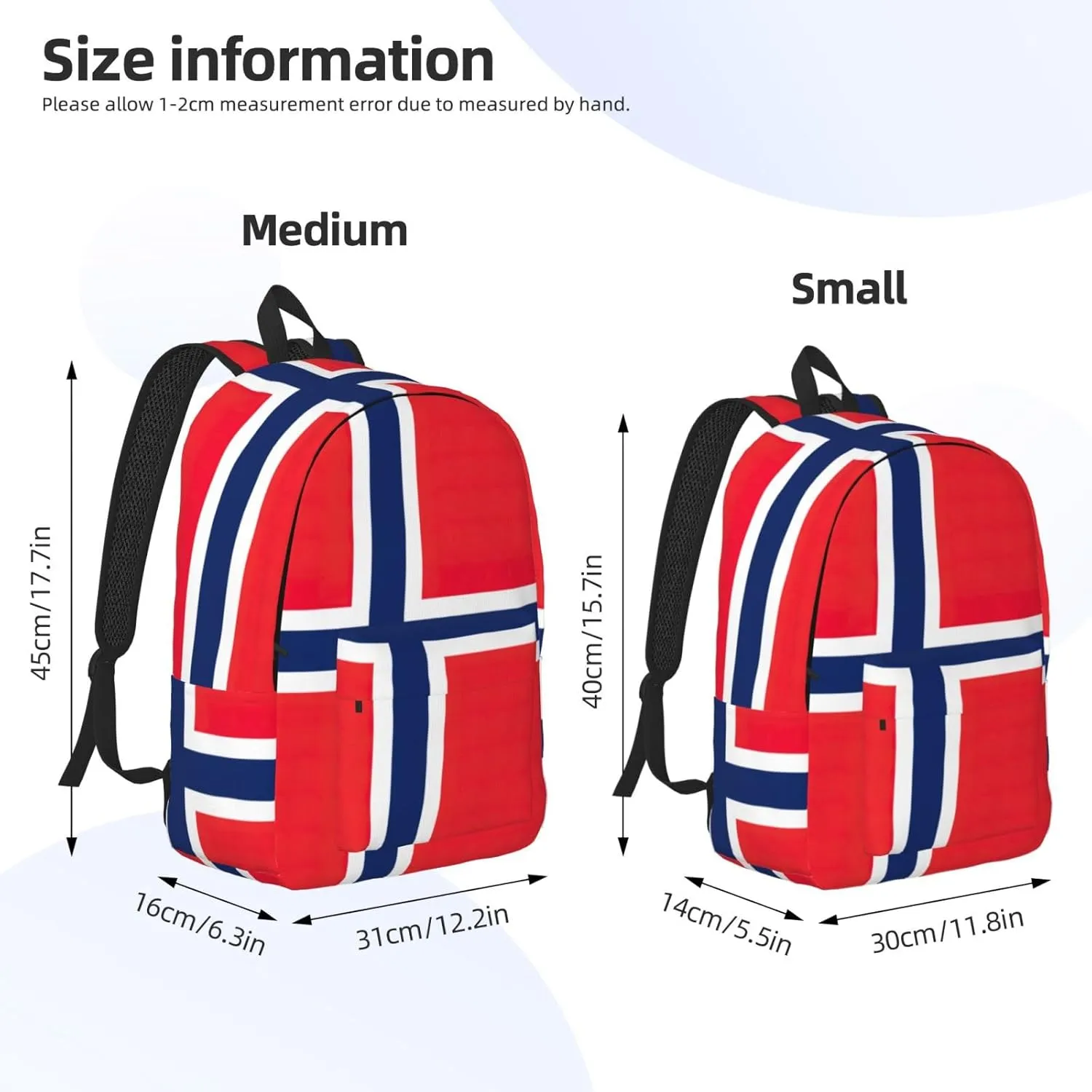 Norwegian flag print Large Laptop Backpack for Women, Work Business Backpacks College Bookbag for School