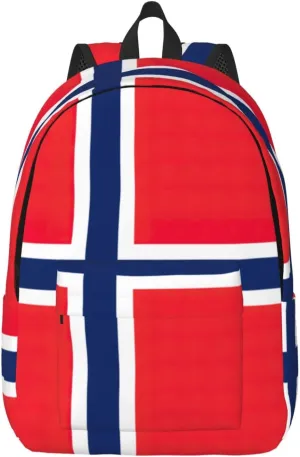 Norwegian flag print Large Laptop Backpack for Women, Work Business Backpacks College Bookbag for School