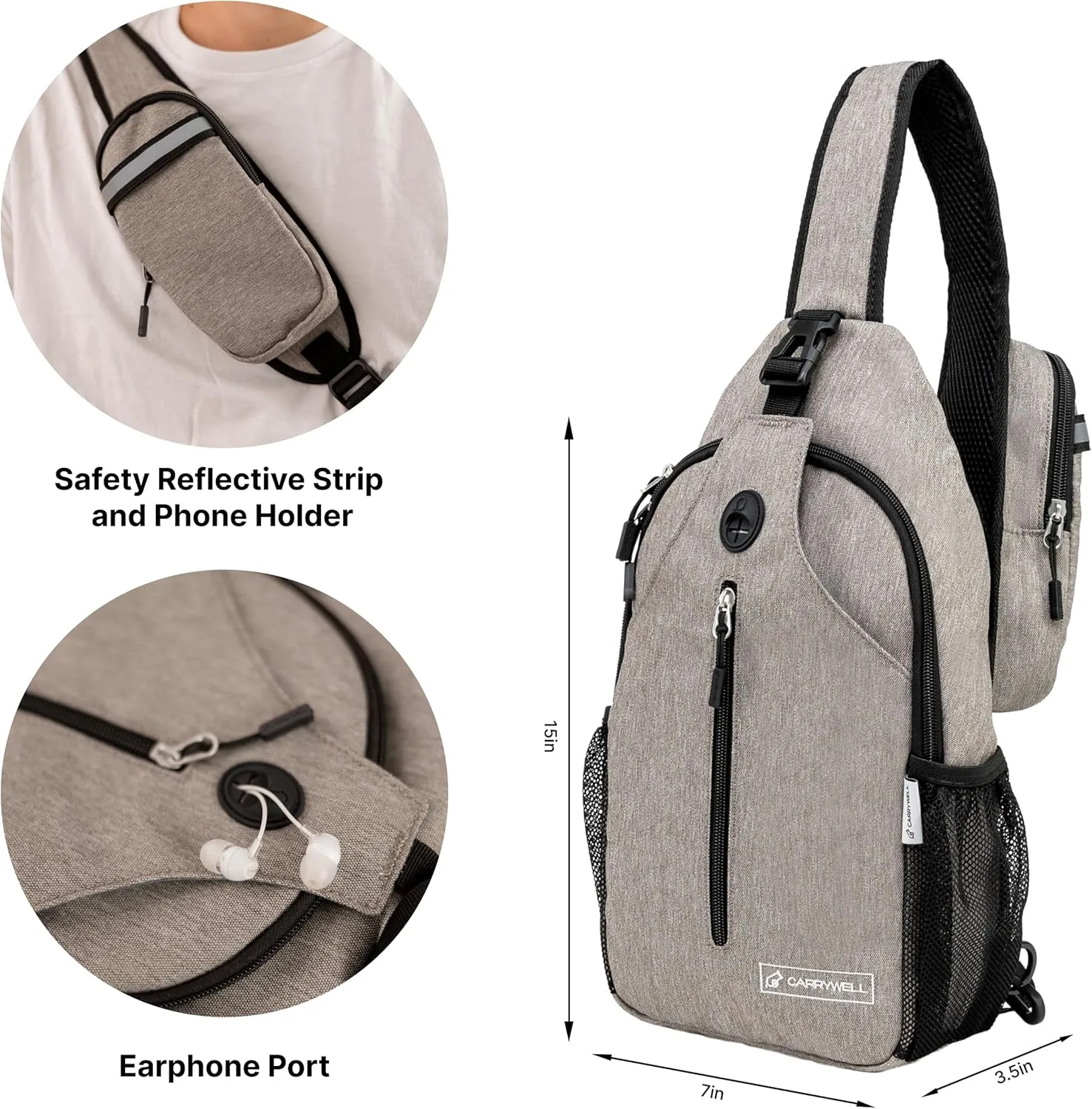 |Not Made In China| Crossbody Sling Backpack, Sling Bag For Travel and Hiking, Chest Bag