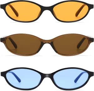 NULOOQ Retro Oval Cat Eye Sunglasses for Women Y2k Trendy Small Narrow Sunnies 90s Designer Sun Glasses