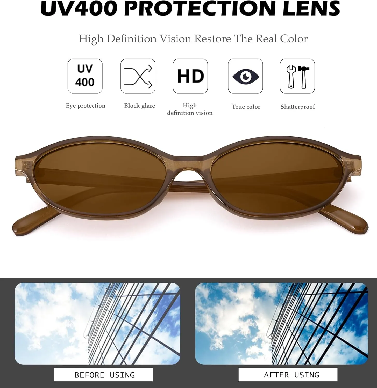 NULOOQ Retro Oval Cat Eye Sunglasses for Women Y2k Trendy Small Narrow Sunnies 90s Designer Sun Glasses
