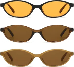 NULOOQ Retro Oval Cat Eye Sunglasses for Women Y2k Trendy Small Narrow Sunnies 90s Designer Sun Glasses