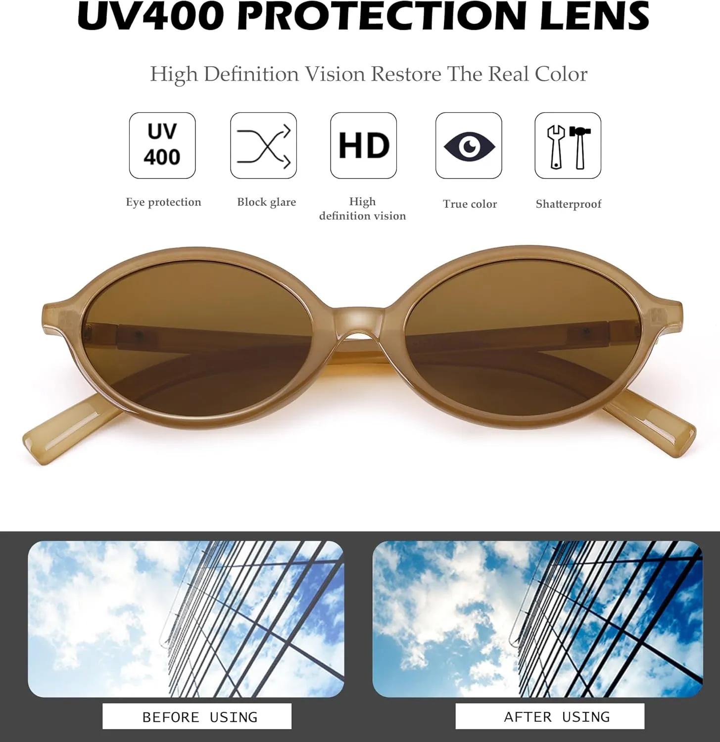 NULOOQ Retro Oval Sunglasses for Women 90s Trendy Vintage Small Round Sunnies Shades