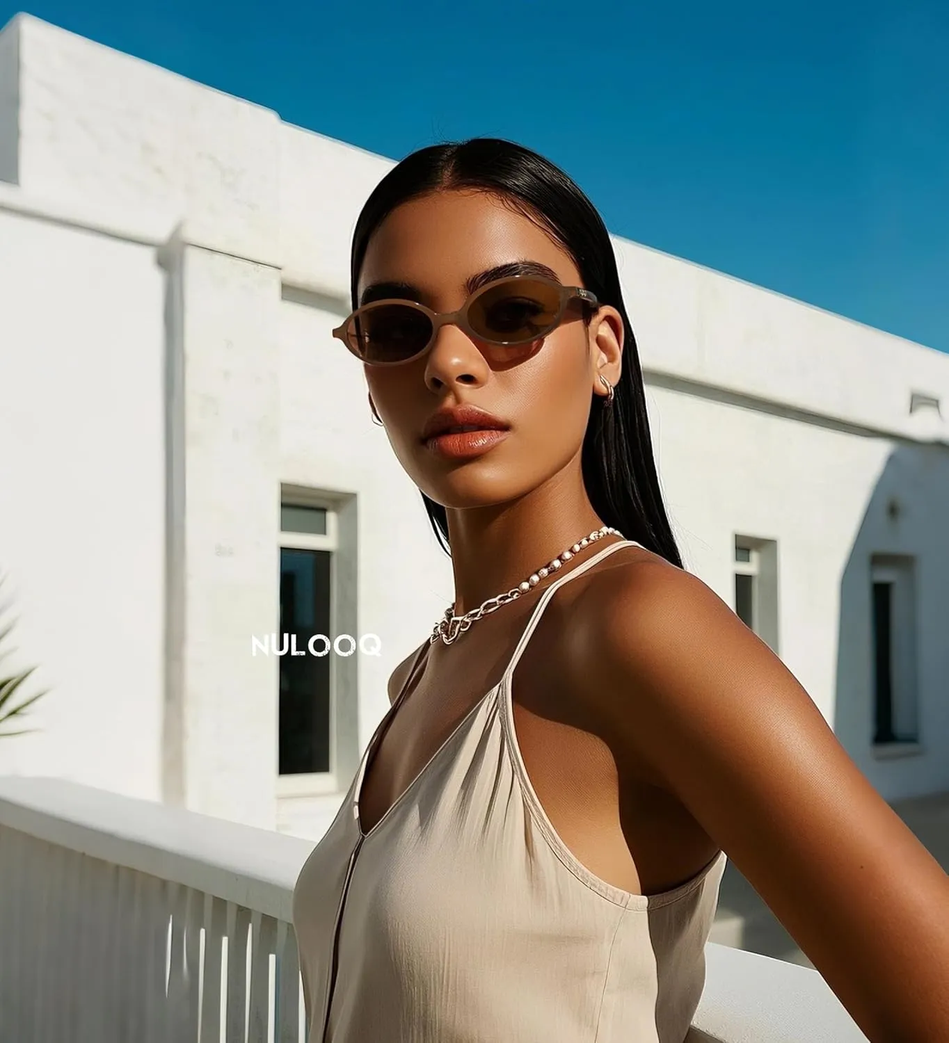 NULOOQ Retro Oval Sunglasses for Women 90s Trendy Vintage Small Round Sunnies Shades