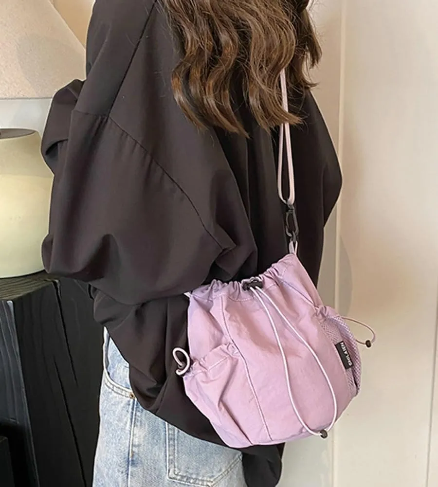 Nylon Bucket Bag for Women Trendy Purse Small Shoulder Crossbody Bag Lightweight Travel Work Tote Handbags 2025