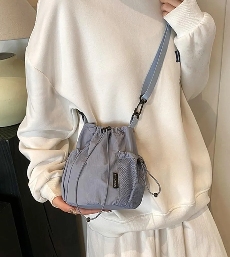 Nylon Bucket Bag for Women Trendy Purse Small Shoulder Crossbody Bag Lightweight Travel Work Tote Handbags 2025