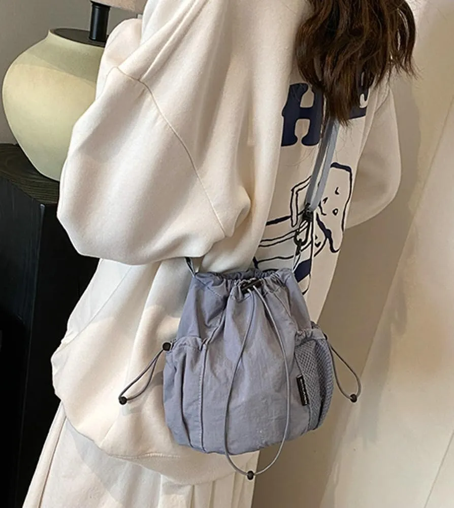 Nylon Bucket Bag for Women Trendy Purse Small Shoulder Crossbody Bag Lightweight Travel Work Tote Handbags 2025