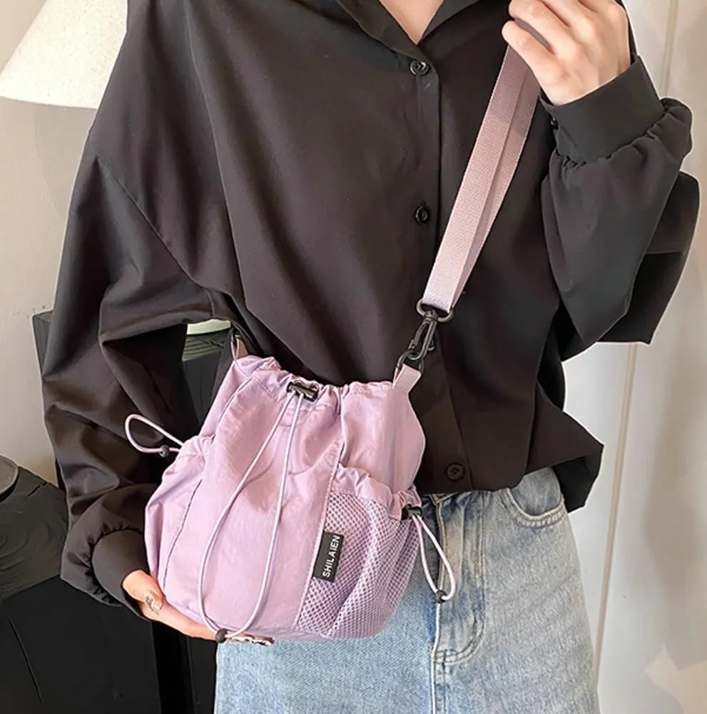 Nylon Bucket Bag for Women Trendy Purse Small Shoulder Crossbody Bag Lightweight Travel Work Tote Handbags 2025
