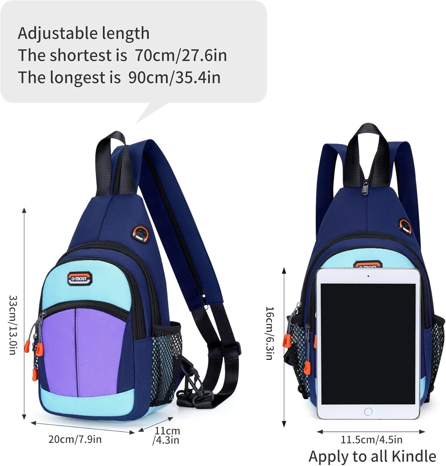 O-TBOST Small Sling Bags for Women Crossbody Backpack Multi-Pocket Adjustable Strap Daypack for Outdoors Hiking Traveling (purple)