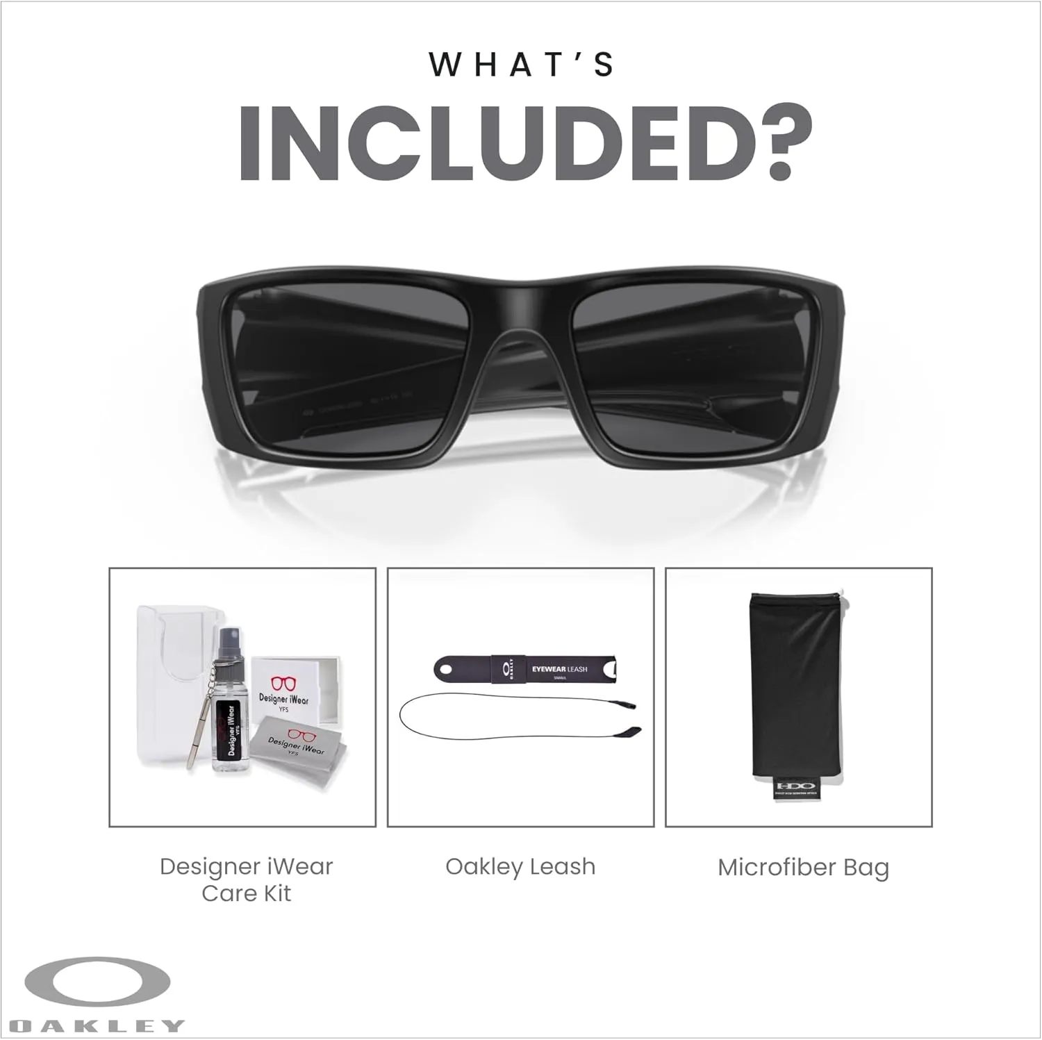 Oakley Fuel Cell OO9096 Rectangular Sunglasses For Men   BUNDLE Leash   BUNDLE with Designer iWear Eyewear Kit