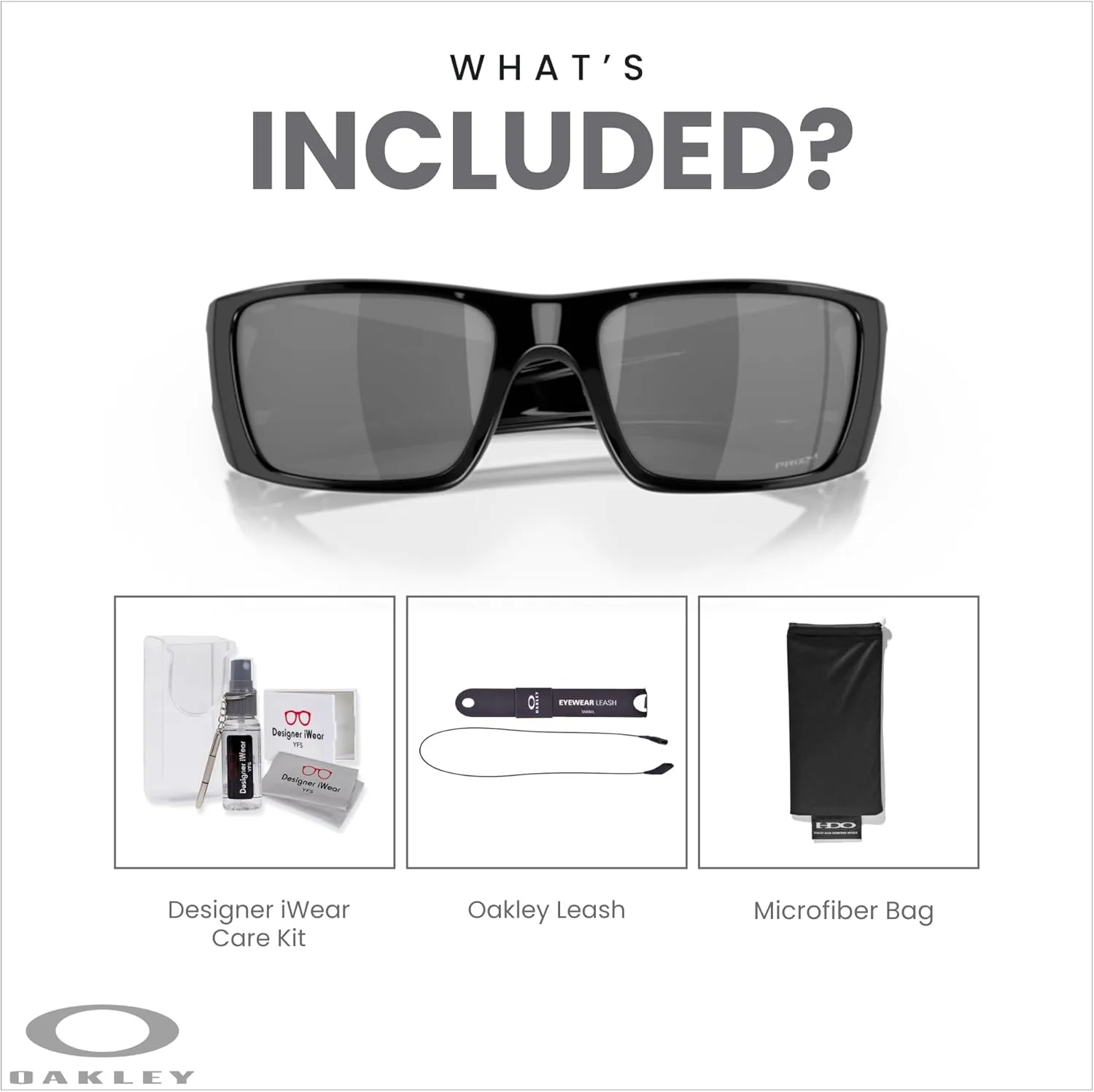 Oakley Fuel Cell OO9096 Rectangular Sunglasses For Men   BUNDLE Leash   BUNDLE with Designer iWear Eyewear Kit