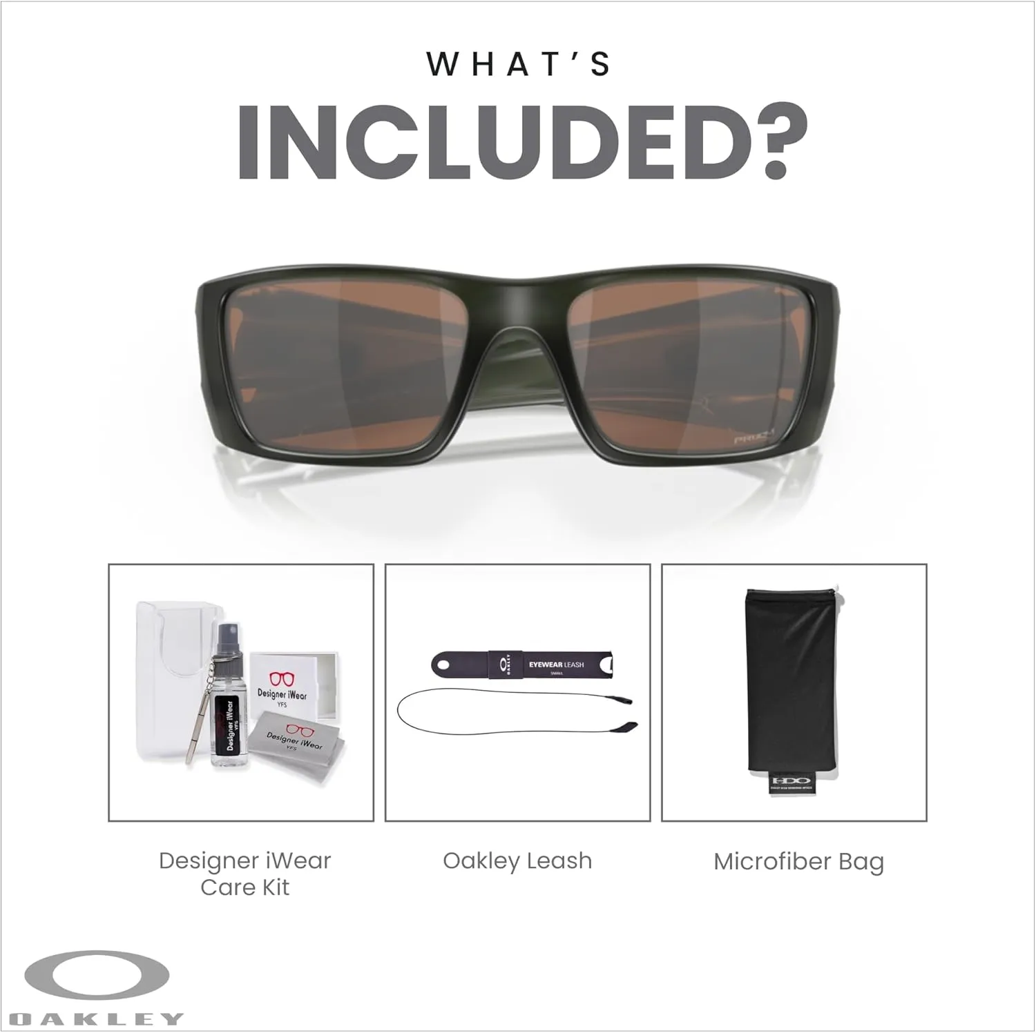 Oakley Fuel Cell OO9096 Rectangular Sunglasses For Men   BUNDLE Leash   BUNDLE with Designer iWear Eyewear Kit