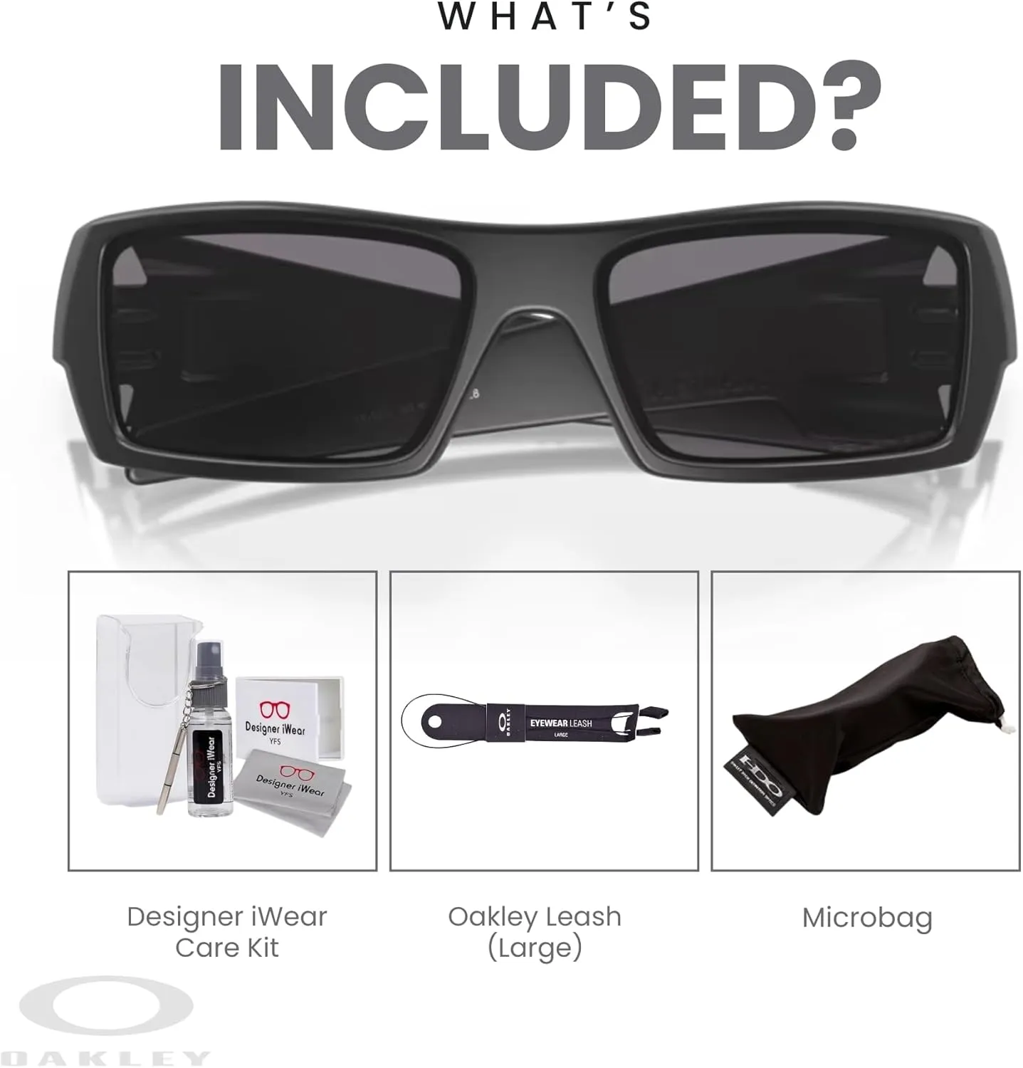 Oakley Gascan OO9014 Rectangular Sunglasses For Men   BUNDLE Leash   BUNDLE with Designer iWear Care Kit