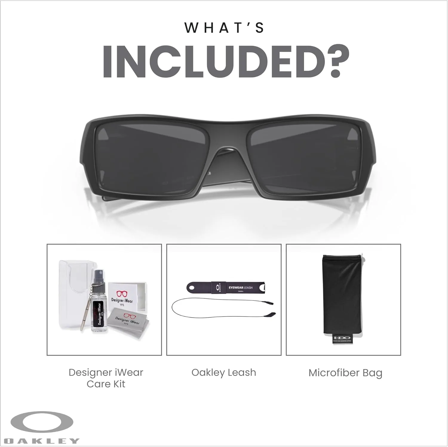 Oakley Gascan OO9014 Rectangular Sunglasses For Men   BUNDLE Leash   BUNDLE with Designer iWear Care Kit