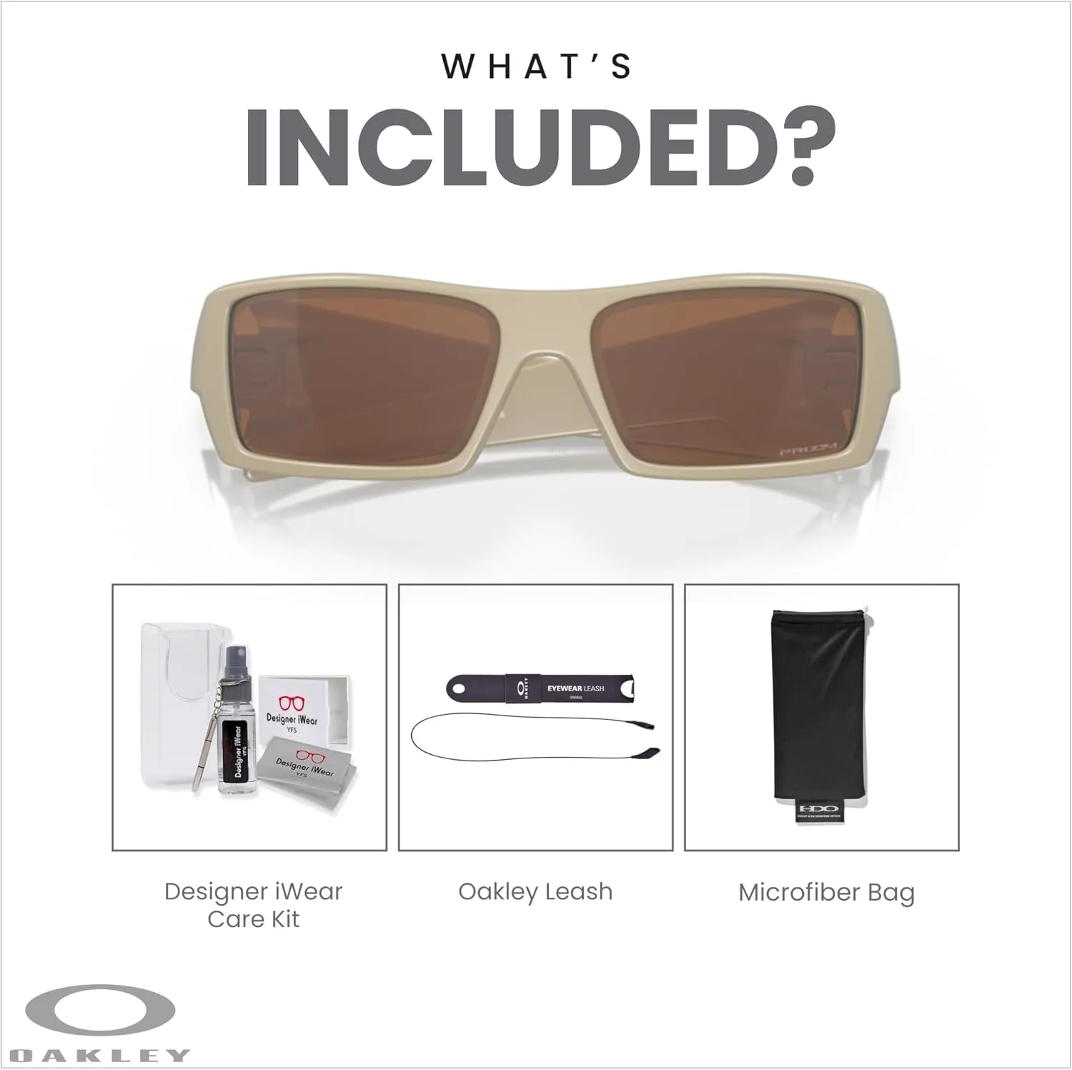 Oakley Gascan OO9014 Rectangular Sunglasses For Men   BUNDLE Leash   BUNDLE with Designer iWear Care Kit