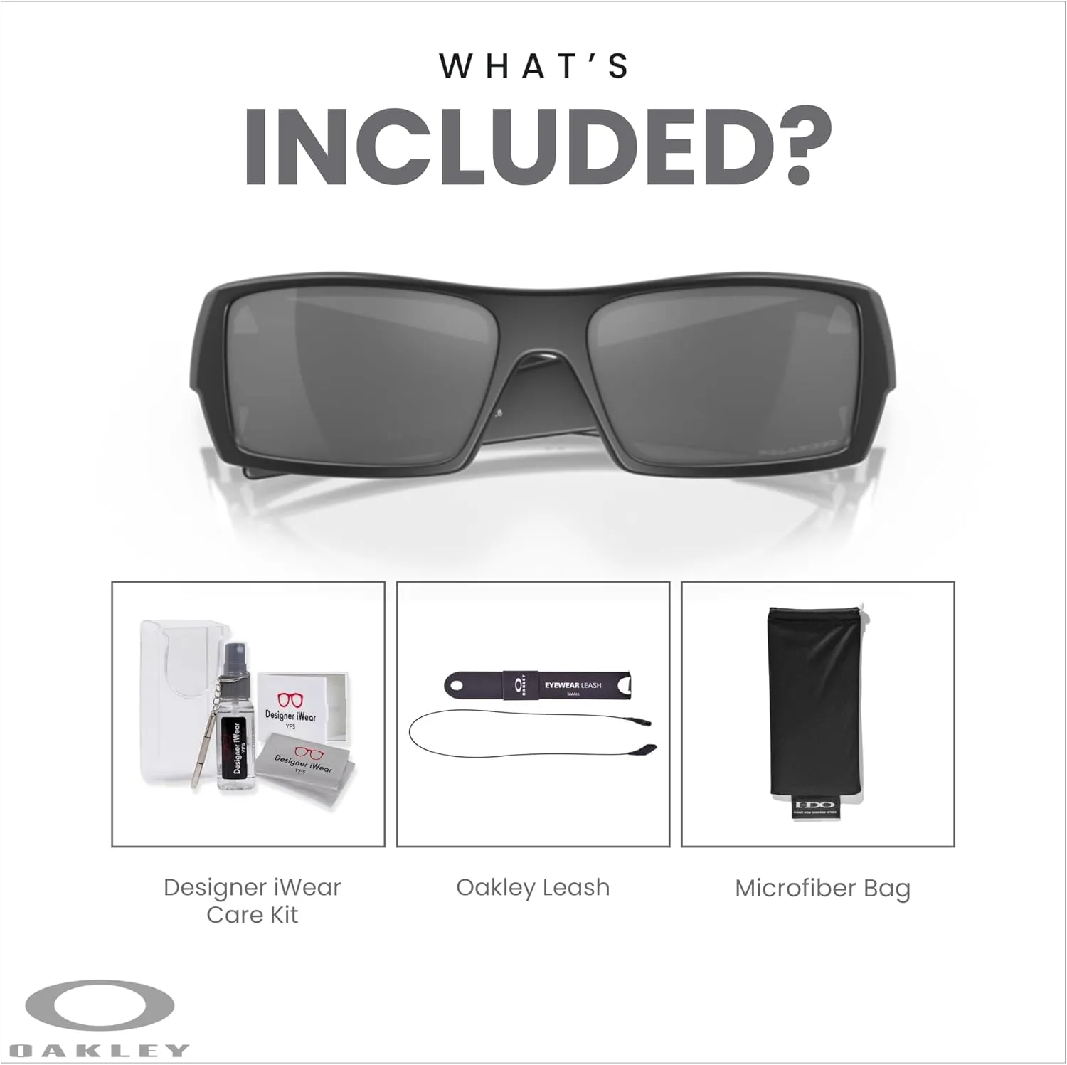 Oakley Gascan OO9014 Rectangular Sunglasses For Men   BUNDLE Leash   BUNDLE with Designer iWear Care Kit