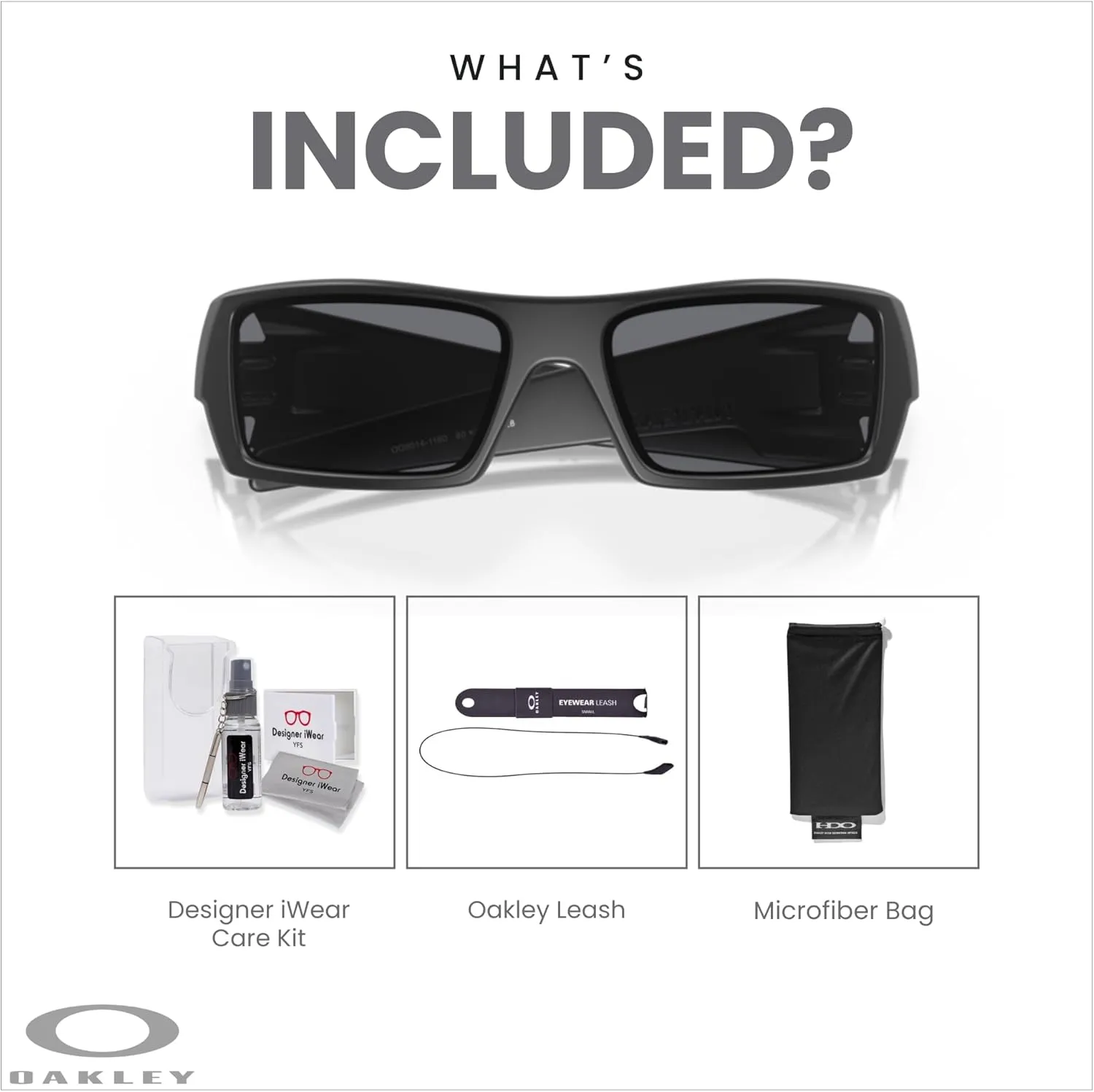 Oakley Gascan OO9014 Rectangular Sunglasses For Men   BUNDLE Leash   BUNDLE with Designer iWear Care Kit
