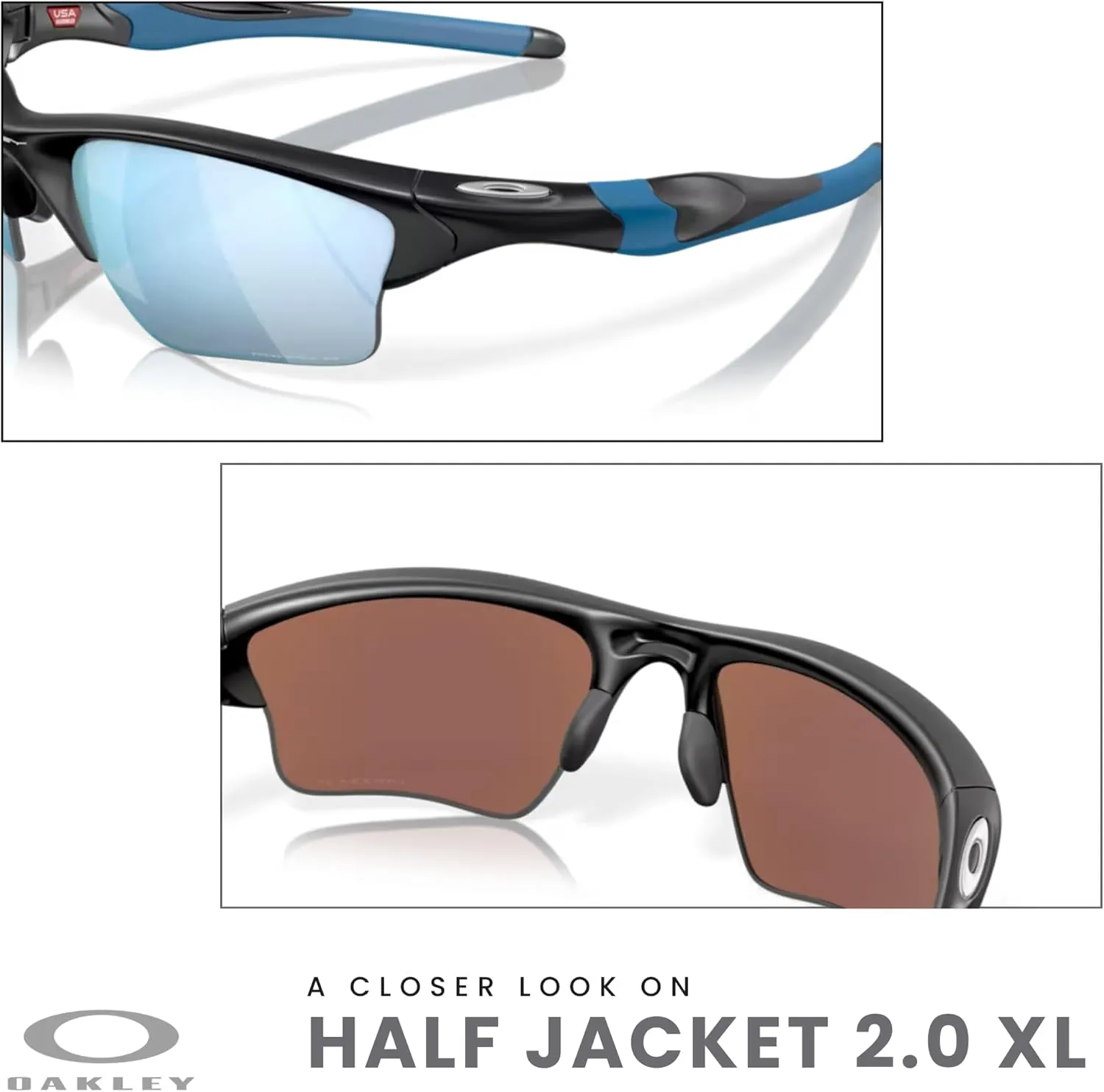 Oakley Half Jacket 2.0 XL OO9154 Rectangular Sunglasses For Men   BUNDLE Leash   Designer iWear Care Kit