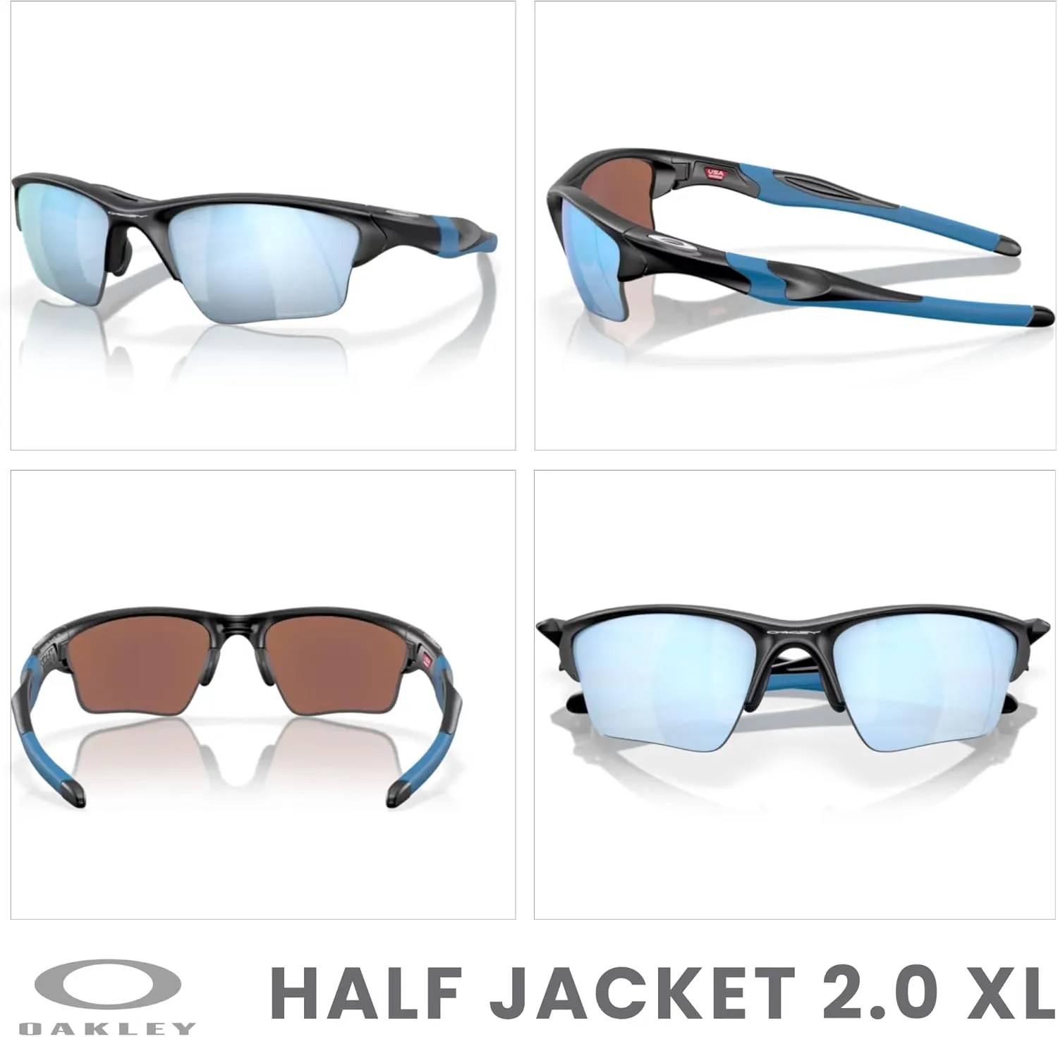 Oakley Half Jacket 2.0 XL OO9154 Rectangular Sunglasses For Men   BUNDLE Leash   Designer iWear Care Kit
