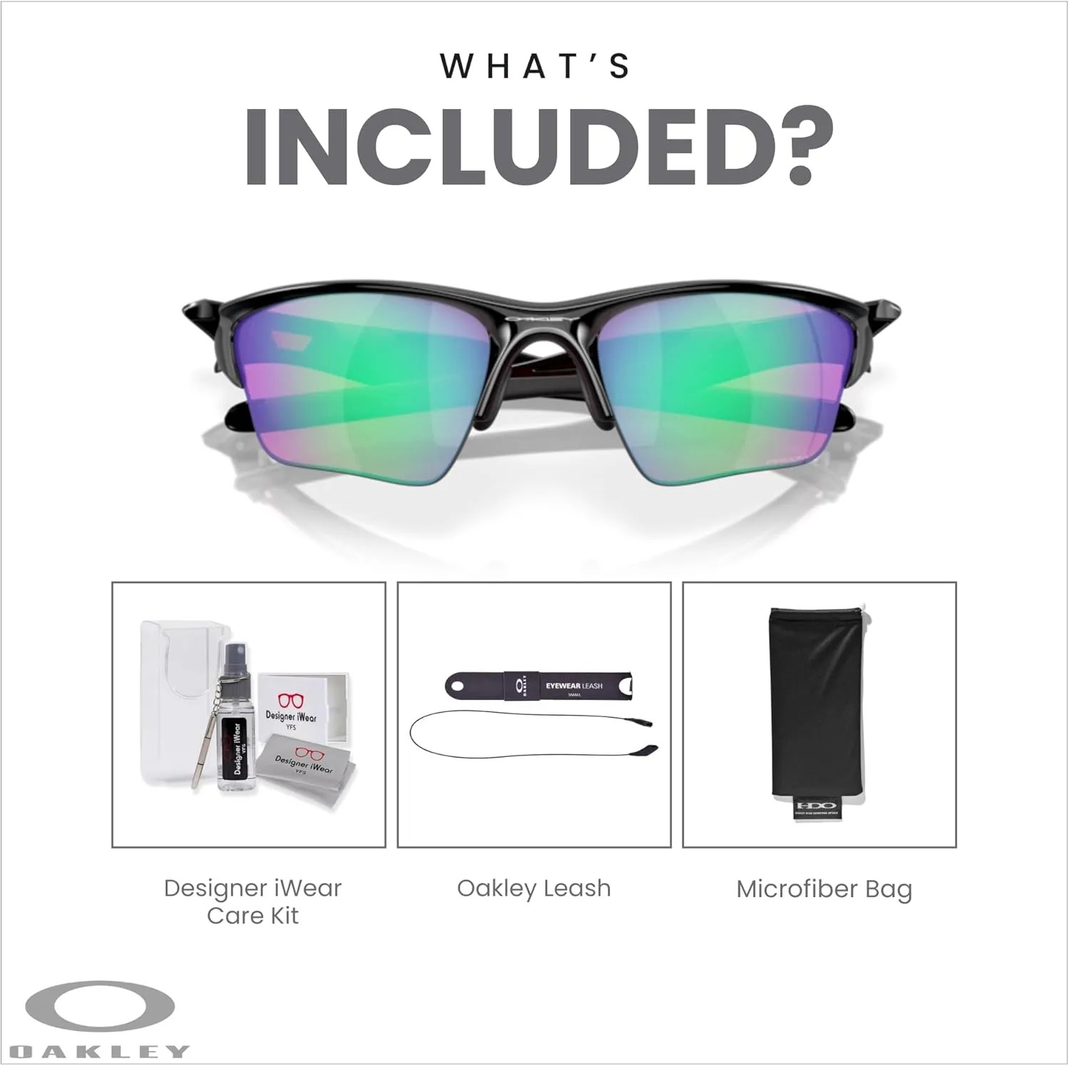 Oakley Half Jacket 2.0 XL OO9154 Rectangular Sunglasses For Men   BUNDLE Leash   Designer iWear Care Kit