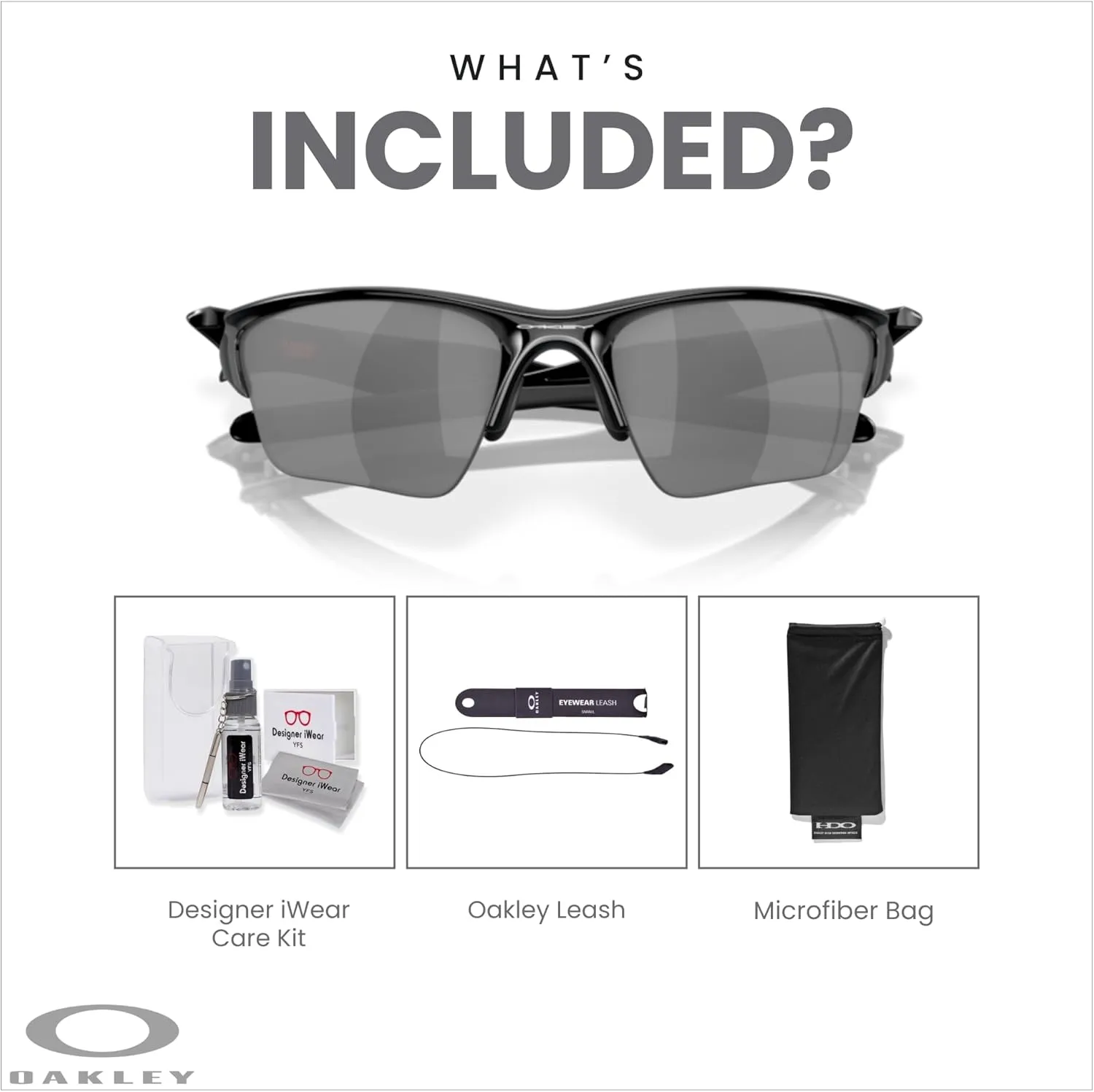 Oakley Half Jacket 2.0 XL OO9154 Rectangular Sunglasses For Men   BUNDLE Leash   Designer iWear Care Kit