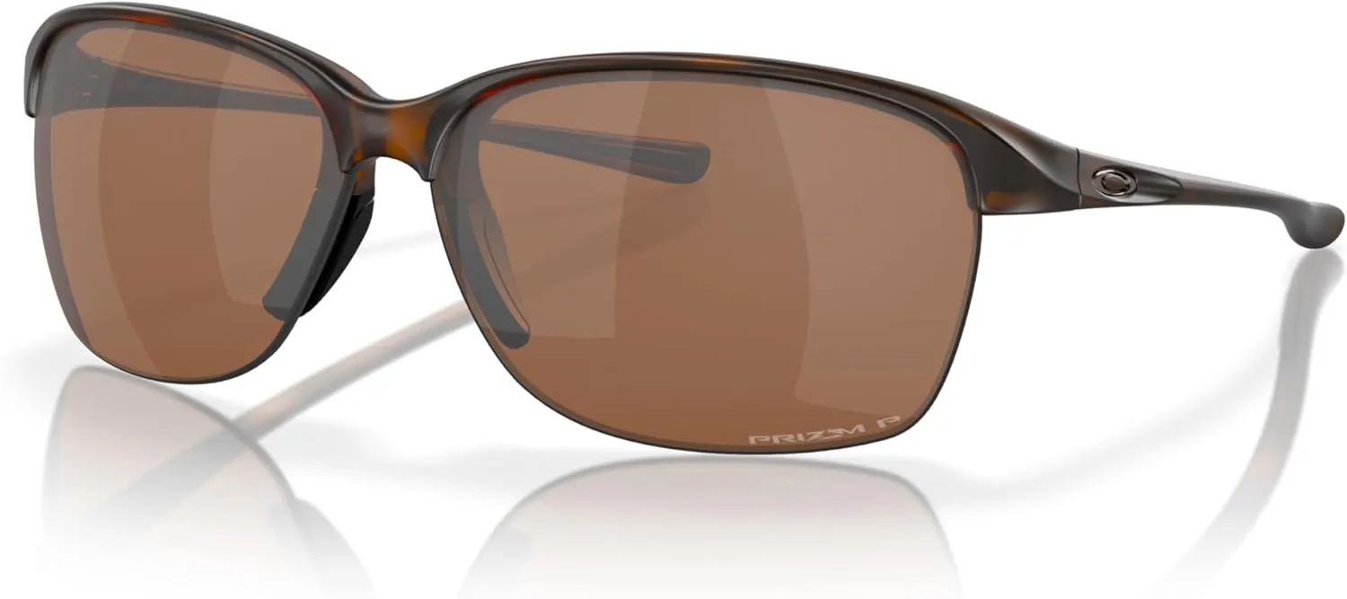 Oakley Women's Oo9191 Unstoppable Rectangular Sunglasses, Matte Brown Tortoise/Prizm Tungsten Polarized, 65 mm