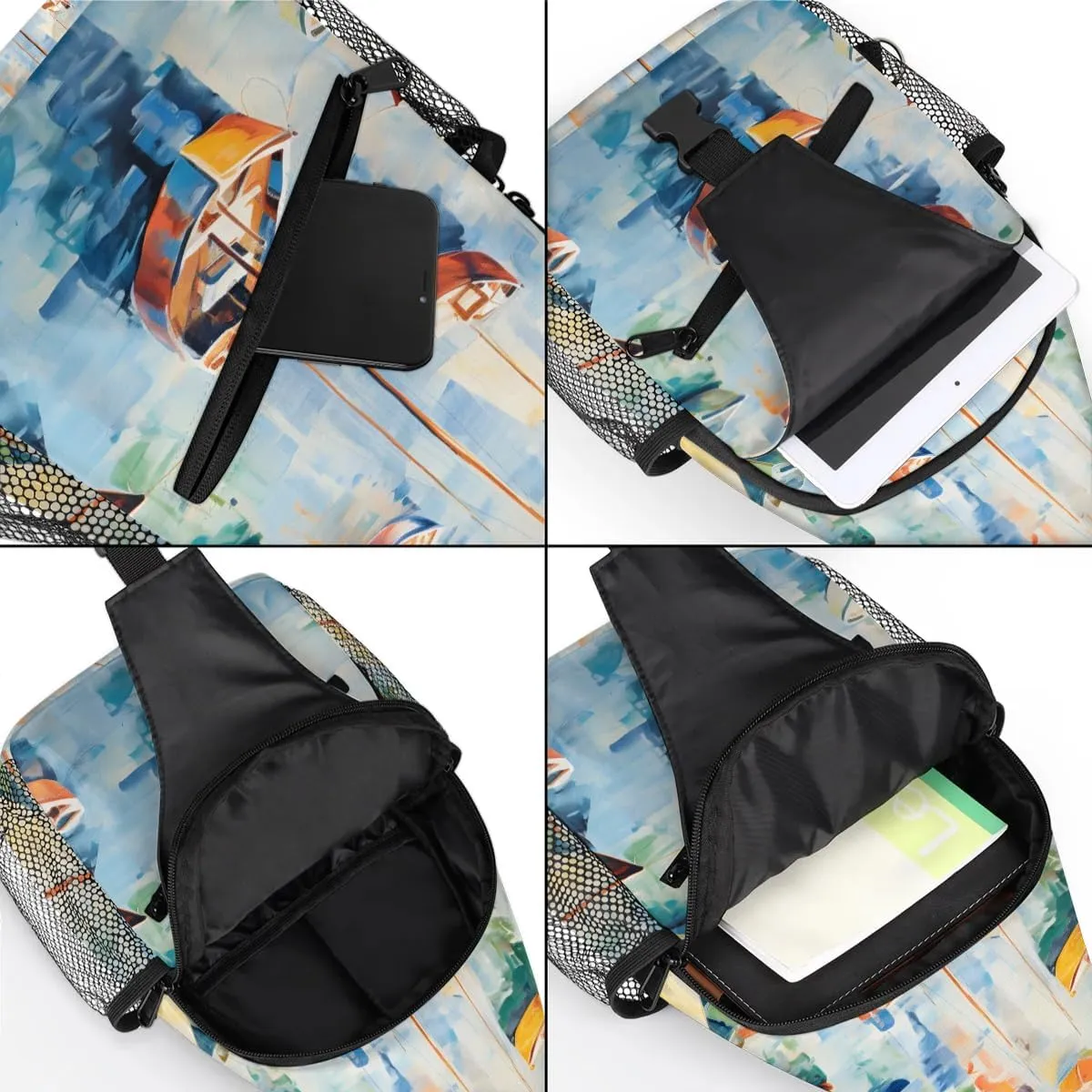 Ocean Sailboats Sling Bag for Women Men, Waterproof Crossbody Sling Backpack Travel Outdoor Sports Chest Bag