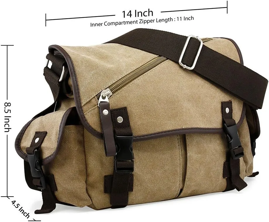 OCT17 Men Messenger Bag College Shoulder Canvas Vintage Crossbody Military Satchel Bag Laptop