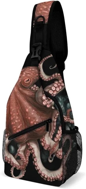 Octopus Intertwined Crossbody Sling Bag for Men Hiking Backpack Travel Chest Bag Man Purse Shoulder Bags Daypack