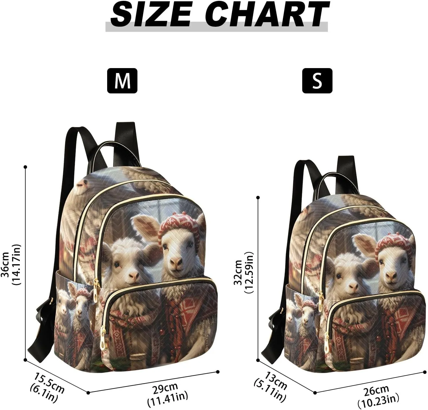 ODAWA Christmas Sheep Backpack Purse Quilted Quilted Travel Bag
