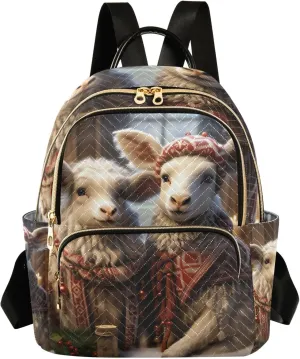 ODAWA Christmas Sheep Backpack Purse Quilted Quilted Travel Bag