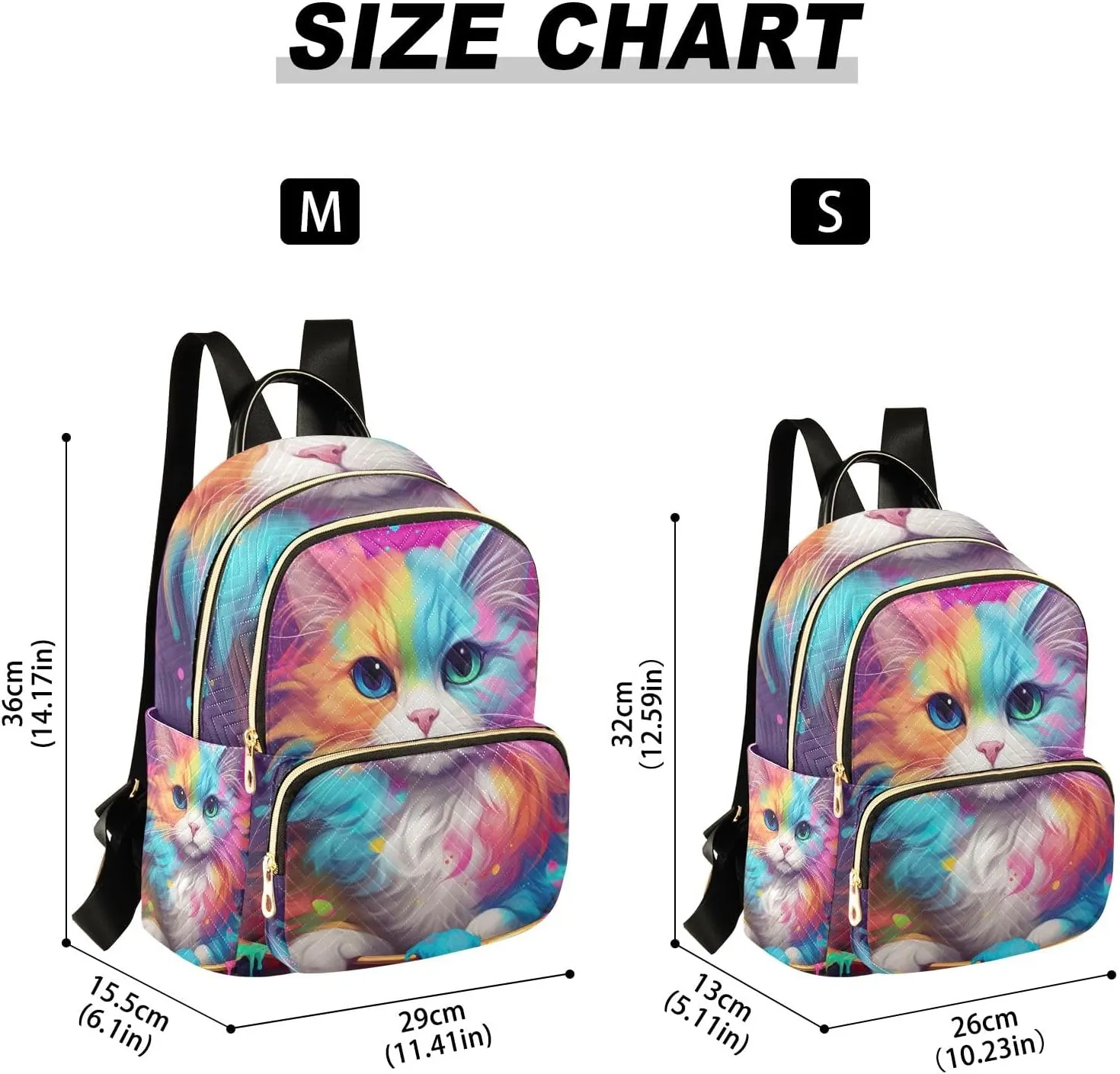 ODAWA Colorful Cat Quilted Backpack Women Backpack Purse Quilted Travel Bag