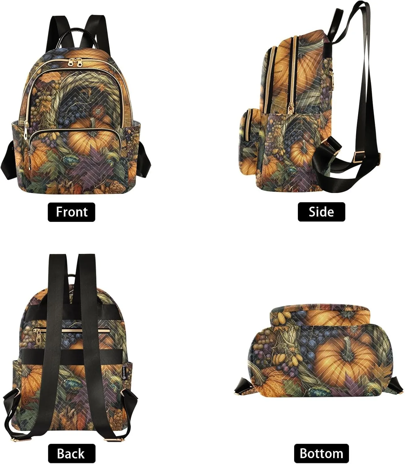 ODAWA Fall Season Foods Backpack Purses for Women Quilted Cute Travel Backpack