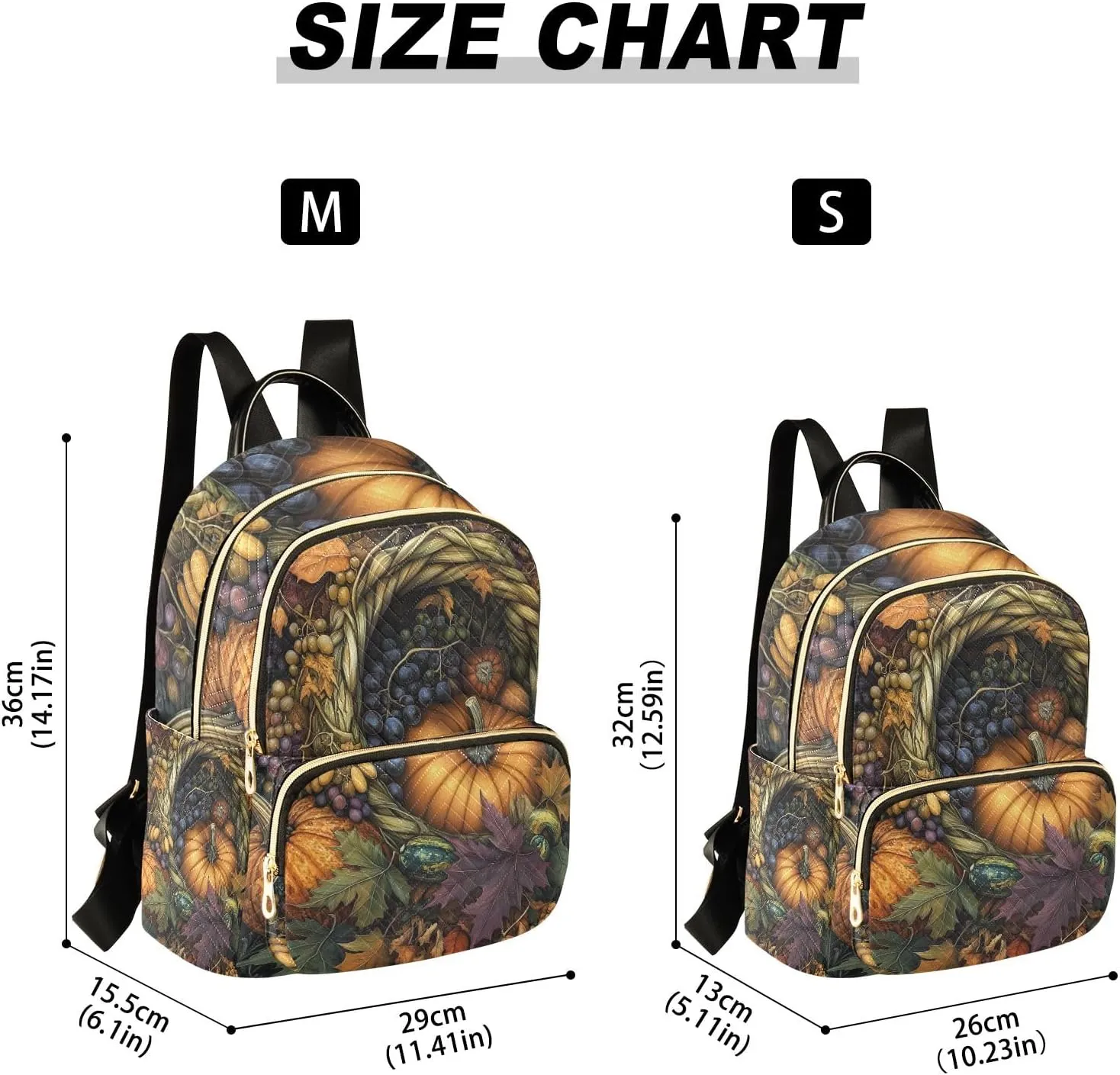 ODAWA Fall Season Foods Backpack Purses for Women Quilted Cute Travel Backpack